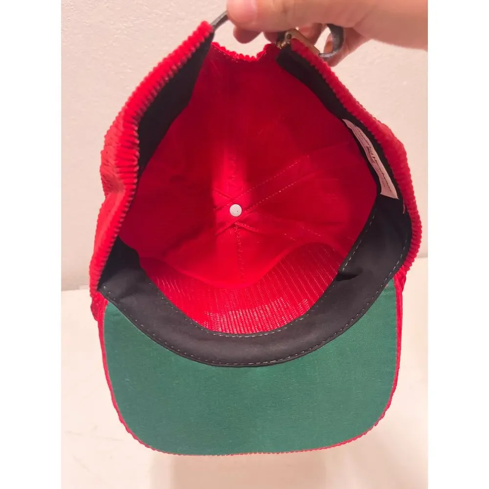 Vintage “Big Sur Waterbeds” Imperial Headwear Corduroy Snapback Red Hat USA